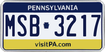 PA license plate MSB3217
