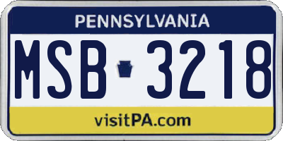 PA license plate MSB3218