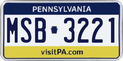 PA license plate MSB3221