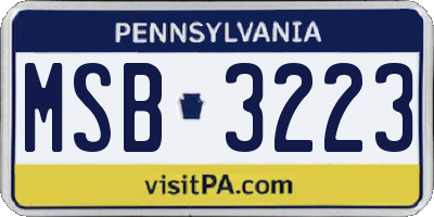 PA license plate MSB3223