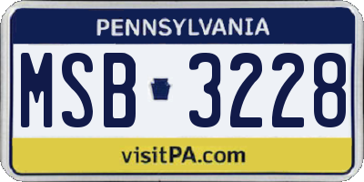 PA license plate MSB3228