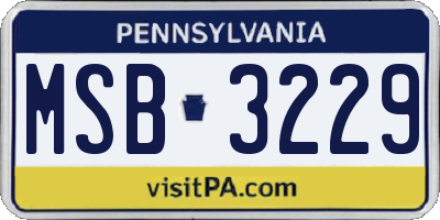 PA license plate MSB3229