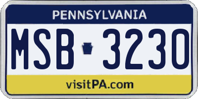 PA license plate MSB3230