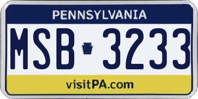 PA license plate MSB3233