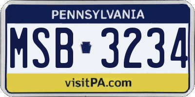 PA license plate MSB3234