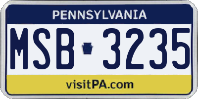 PA license plate MSB3235