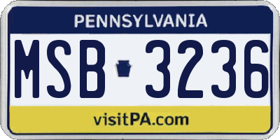 PA license plate MSB3236