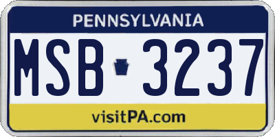 PA license plate MSB3237