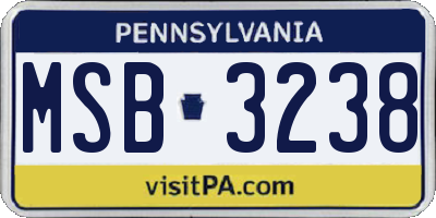 PA license plate MSB3238