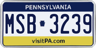 PA license plate MSB3239