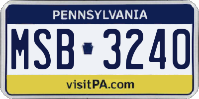 PA license plate MSB3240