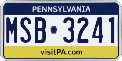 PA license plate MSB3241