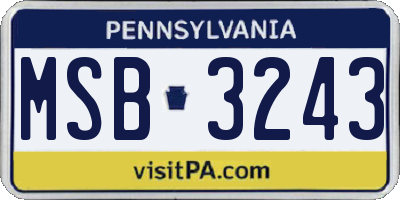 PA license plate MSB3243