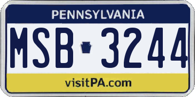 PA license plate MSB3244