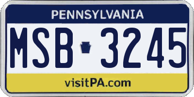 PA license plate MSB3245