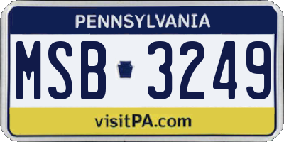 PA license plate MSB3249