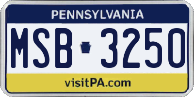 PA license plate MSB3250