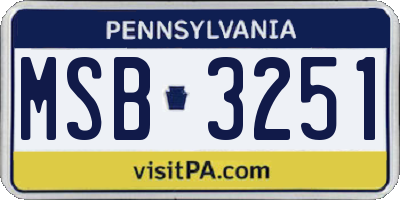 PA license plate MSB3251