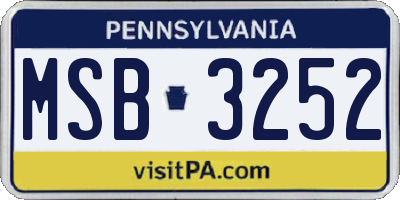PA license plate MSB3252