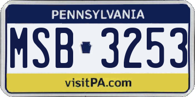 PA license plate MSB3253