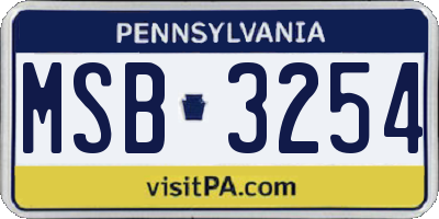 PA license plate MSB3254