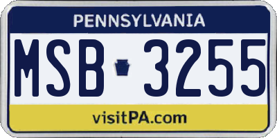 PA license plate MSB3255