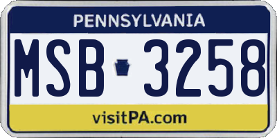 PA license plate MSB3258