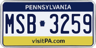 PA license plate MSB3259
