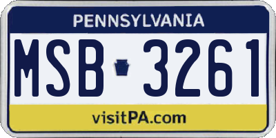 PA license plate MSB3261