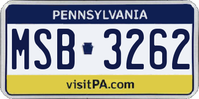 PA license plate MSB3262
