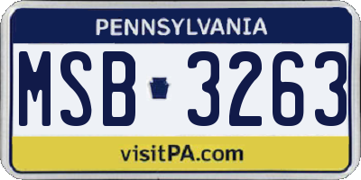 PA license plate MSB3263