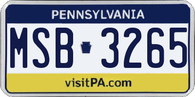PA license plate MSB3265