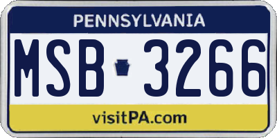PA license plate MSB3266