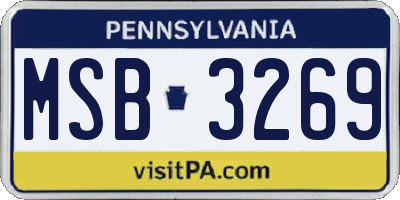 PA license plate MSB3269