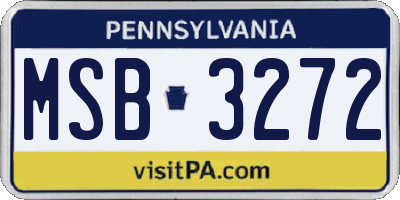 PA license plate MSB3272