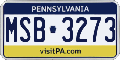PA license plate MSB3273