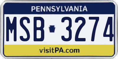 PA license plate MSB3274