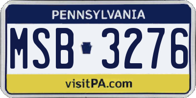 PA license plate MSB3276