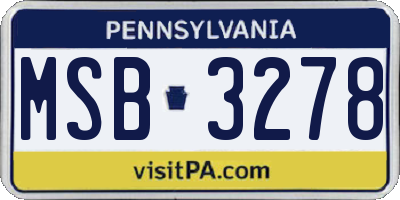 PA license plate MSB3278