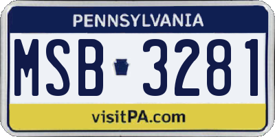 PA license plate MSB3281