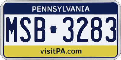 PA license plate MSB3283