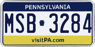 PA license plate MSB3284