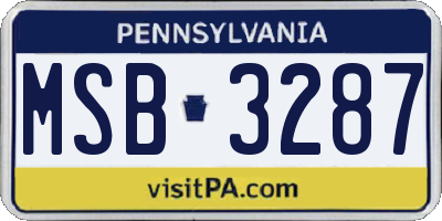 PA license plate MSB3287