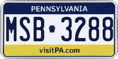 PA license plate MSB3288