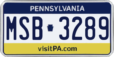 PA license plate MSB3289