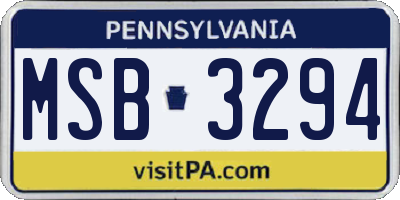 PA license plate MSB3294