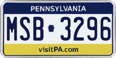 PA license plate MSB3296