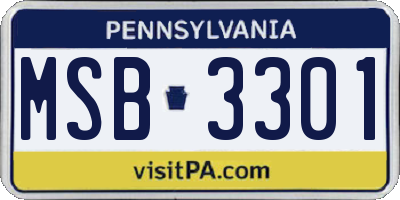 PA license plate MSB3301