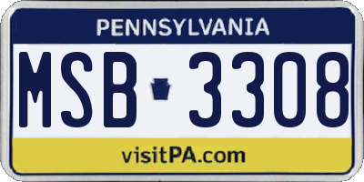 PA license plate MSB3308