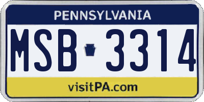 PA license plate MSB3314